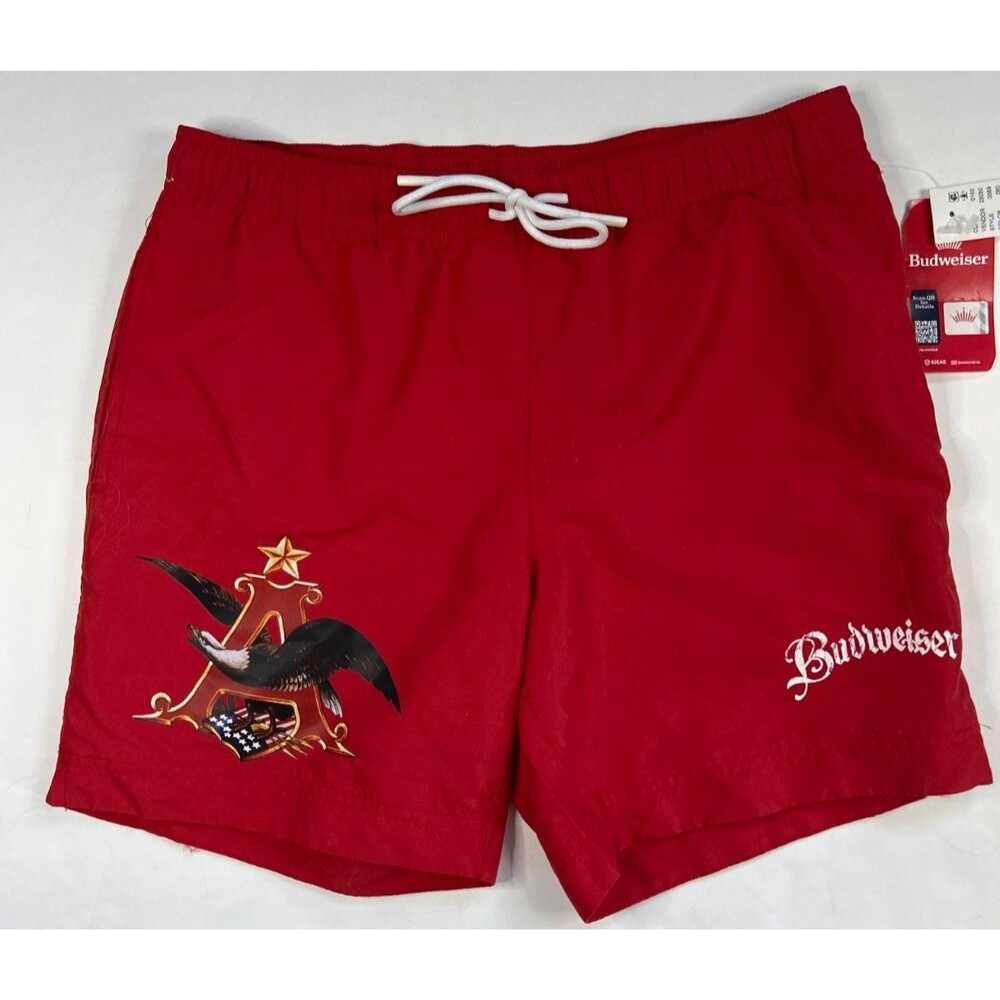 Brand New Men's Budweiser Swim Trunks Sz Small Pacsun Red
